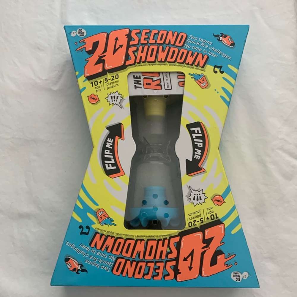 20 Second Showdown game. Open box but unused condition. Age 10+. 5-20 players.